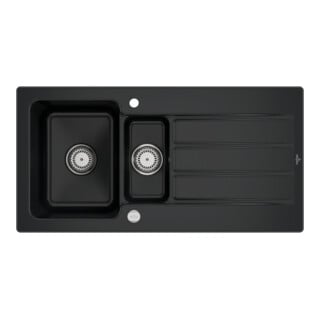 V&B Évier Architectura 60 XR avec garniture vidage, rond avec excentrique, noir pur