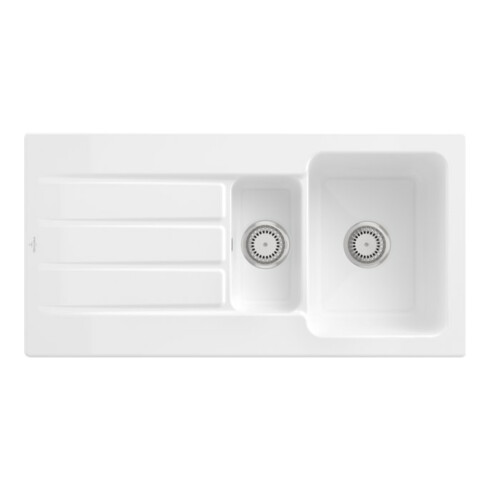 V&B Évier Architectura 60 XR avec garniture vidage, rond avec poignée, blanc alp C-plus