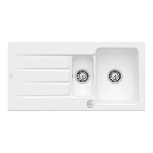 V&B Évier Architectura 60 XR avec vidage, rond avec excentrique, acier blanc C-plus