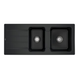 V&B Évier Architectura 80 cm avec garniture, commande manuelle, noir pur