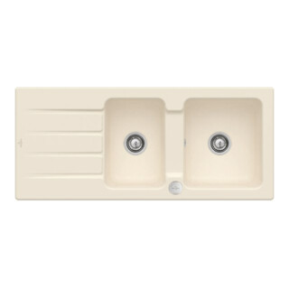 V&B Évier Architectura 80 cm avec garniture vidage, excentrique, ivoire CeramicPlus