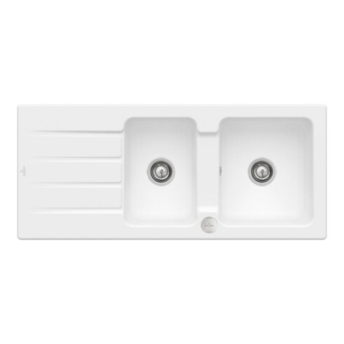 V&B Évier Architectura 80 cm Garniture vidage, excentrique, acier blanc C-plus
