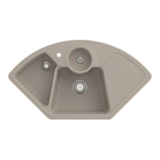 V&B Évier d'angle Solo ALG, commande manuelle, bac à déchets, Amande