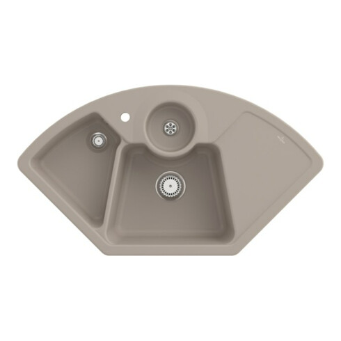 V&B Évier d'angle Solo ALG, commande manuelle, bac à déchets, Amande