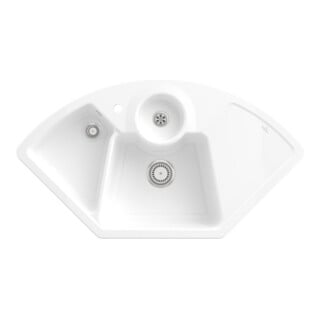 V&B Évier d'angle Solo avec garniture de vidage, à main, blanc alpin CeramicPlus
