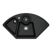 V&B Évier d'angle Solo avec garniture de vidage, commande manuelle, noir pur
