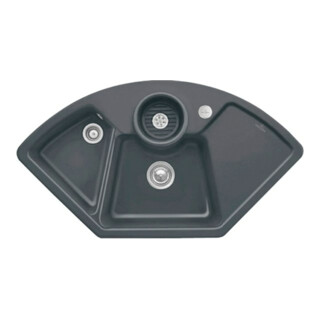 V&B Évier d'angle Solo avec garniture vidage, excentrique, CeramicPlus graphite