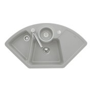 V&B Évier d'angle Solo avec garniture vidage, excentrique, fossil CeramicPlus