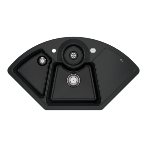 V&B Évier d'angle Solo avec garniture vidage, excentrique, noir pur