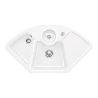 V&B Évier d'angle Solo avec garniture vidage, excentrique, sn blanc CeramicPlus