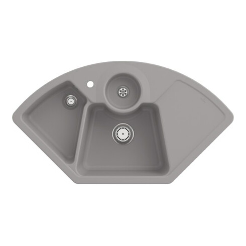 V&B Évier d'angle Solo avec garniture vidage, manuel, fossil CeramicPlus