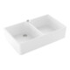 V&B Évier double 90 x avec égouttoir, mitigeur, excentrique, blanc brillant C-plus-1
