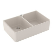 V&B Évier double bac 80 x m avec garniture vidage, excentrique, crema CeramicPlus