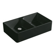 V&B Évier double bac 90 x avec garniture vidage, mitigeur, évacuation, blanc alp C-plus