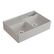 V&B Évier double bac avec égouttoir, Exc., fossil C-plus