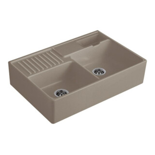 V&B Évier double bac avec égouttoir, Exc., timber C-plus
