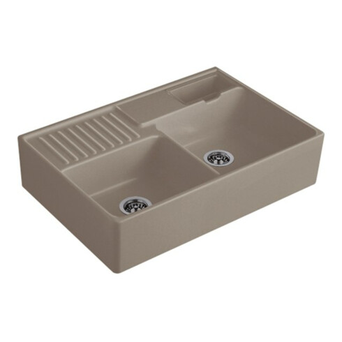 V&B Évier double bac avec égouttoir, Exc., timber C-plus