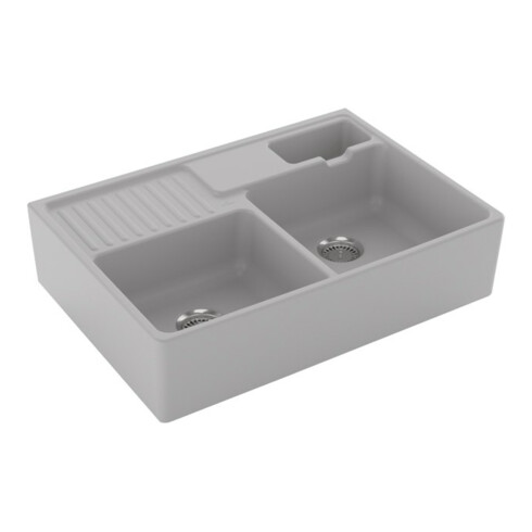 V&B Évier double bac avec égouttoir, mitigeur, steam C-plus