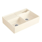 V&B Évier double cuve avec égouttoir, Exc., crema C-plus