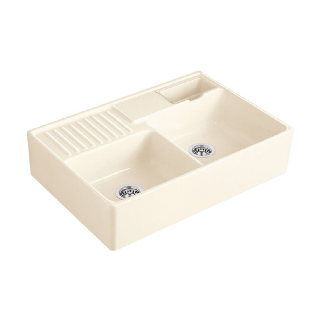 V&B Évier double cuve avec égouttoir, Exc., crema C-plus