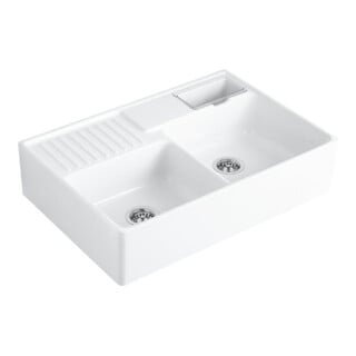 V&B Évier double cuve Restesch., évier encastré, chromit CeramicPlus