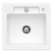 V&B Évier encastré Siluet 50 S Flat avec garniture, excentrique, blanc neige