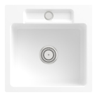 V&B Évier encastré Siluet 50 S Flat avec garniture vidage, commande manuelle, blanc alpin