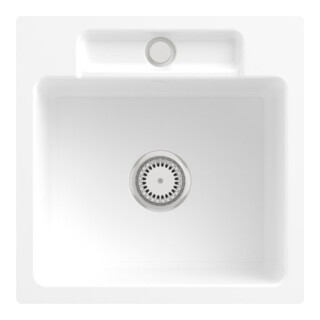 V&B Évier encastré Siluet 50 S Flat avec garniture vidage, commande manuelle, blanc pierre