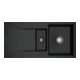 V&B Évier encastré Siluet 60 R Flat avec garniture, commande manuelle, noir pur-1