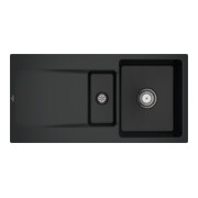 V&B Évier encastré Siluet 60 R Flat avec garniture, commande manuelle, noir pur