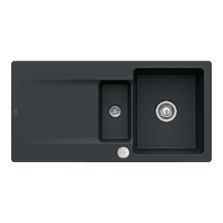 V&B Évier encastré Siluet 60 R Flat avec garniture, excentrique, noir pur