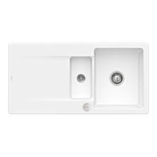 V&B Évier encastré Siluet 60 R Flat avec garniture vidage, commande excentrique, blanc