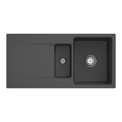 V&B Évier encastré Siluet 60 R Flat avec garniture vidage, commande manuelle, graphite