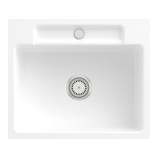 V&B Évier encastré Siluet 60 S Flat avec garniture vidage, commande manuelle, blanc pierre