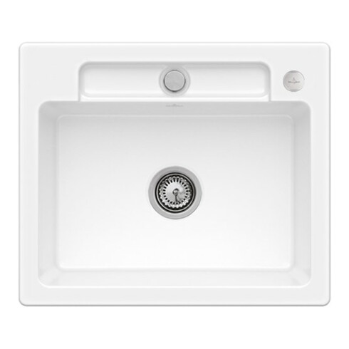 V&B Évier encastré Siluet 60 S Flat avec garniture vidage, excentrique, blanc neige