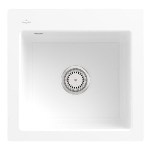 V&B Évier encastré Subway 50 S Flat avec garniture, commande manuelle, blanc neige