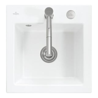 V&B Évier encastré Subway 50 S Flat avec garniture vidage, commande excentrique, blanc