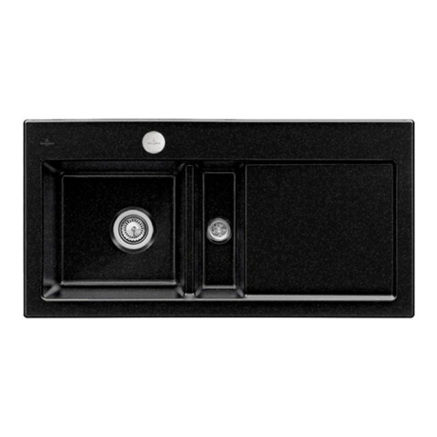 V&B Évier encastré Subway 60 Flat gauche, avec garniture vidage, excentrique, chromite