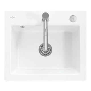 V&B Évier encastré Subway 60 S Flat avec garniture vidage, commande excentrique, blanc