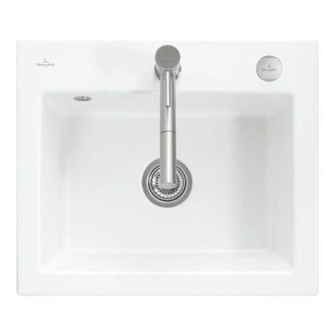 V&B Évier encastré Subway 60 S Flat avec garniture vidage, commande excentrique, blanc