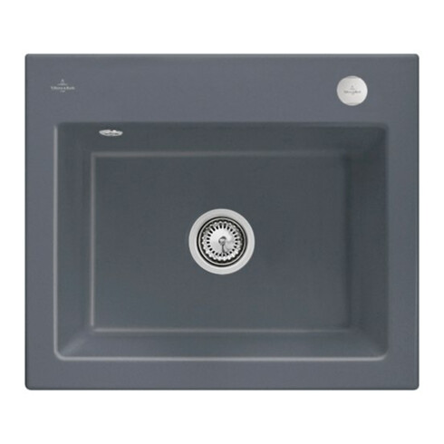 V&B Évier encastré Subway 60 S Flat avec garniture vidage, commande excentrique, graphite