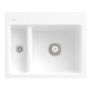 V&B Évier encastré Subway 60 XM Flat avec garniture, commande manuelle, blanc pierre