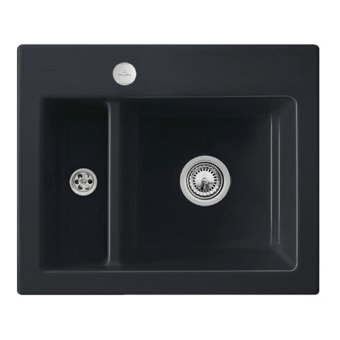 V&B Évier encastré Subway 60 XM Flat avec garniture de vidage, commande excentrique, graphite