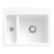 V&B Évier encastré Subway 60 XM Flat avec garniture de vidage, commande manuelle, blanc