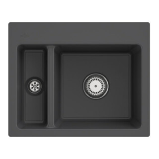 V&B Évier encastré Subway 60 XM Flat avec garniture vidage, commande manuelle, graphite