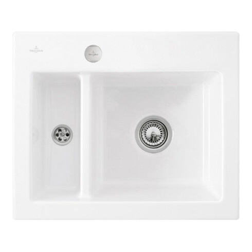 V&B Évier encastré Subway 60 XM Flat avec garniture vidage, excentrique, blanc neige