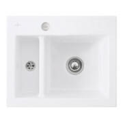 V&B Évier encastré Subway 60 XM Flat avec garniture vidage, excentrique, blanc pierre