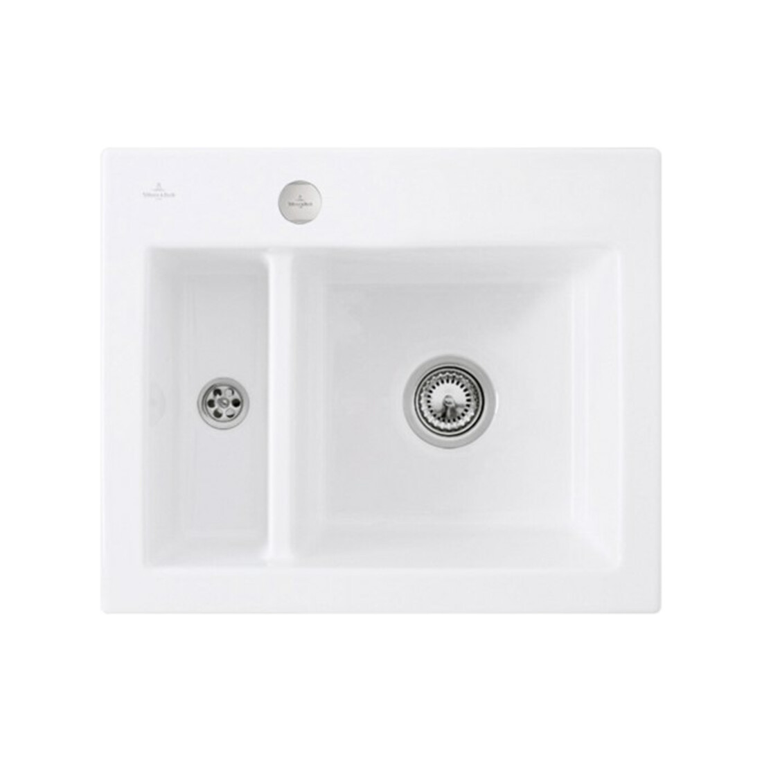 V&B Évier encastré Subway 60 XM Flat avec garniture vidage, excentrique, blanc pierre