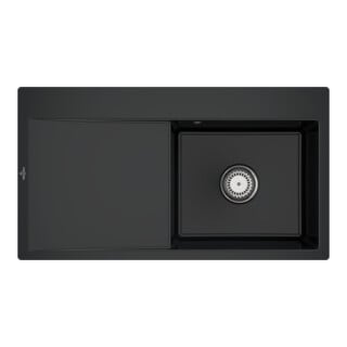 V&B Évier encastré Subway Style 50 Flat droit, avec garniture vidage, pure black