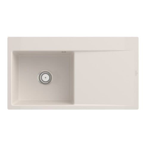 V&B Évier encastré Subway Style 50 Flat gauche, avec garniture, crema CeramicPlus